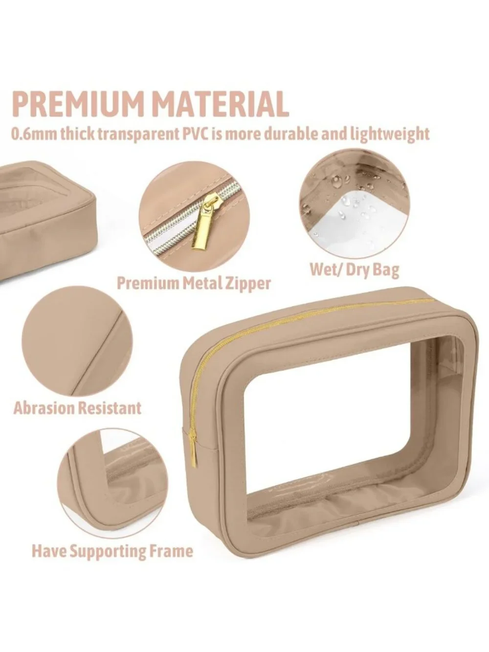 5PCS Clear Diaper Bag Organizer Set - Waterproof Toiletry & Makeup Travel Bags
